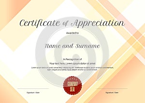 Modern certificate of appreciation template with modern colorful