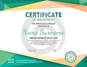 Modern certificate background design template