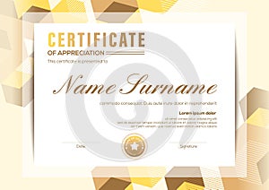 Modern certificate of completion template with abstract graphic background