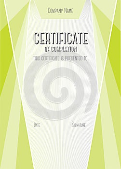 Modern Certificate of completion. Vector template