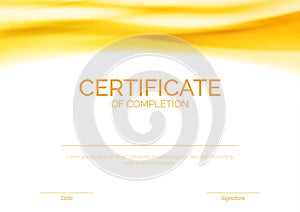 Modern Certificate with mild smooth orange wave background