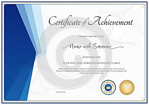 Modern certificate template for achievement, appreciation, participation or completion photo