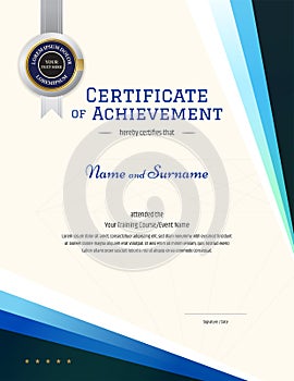 Modern certificate template with elegant border frame, Diploma design for graduation or completion