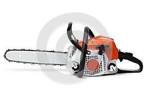 Modern chain saw isolated