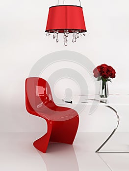 Modern chair in minimalism interior. Furniture