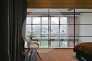 Modern chair in modern bedroom in luxury condominium