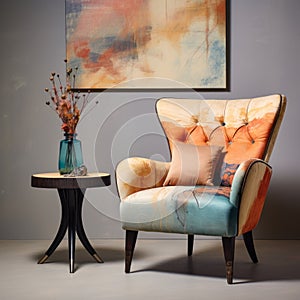 Modern Chair With Vase And Painting: Traditional-modern Fusion