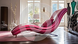 Modern Chaise Lounge With Pink Cushions For Stylish Comfort photo