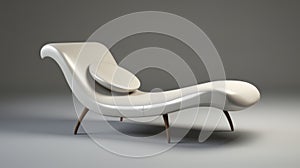 Modern Chaise Lounge With White Leather Cushion