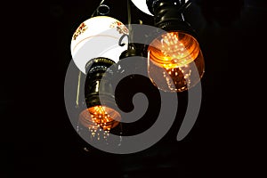 Modern chandelier black background isolated