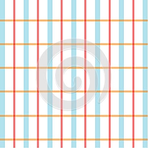 Modern check grid plaid pattern in soft orange and blue