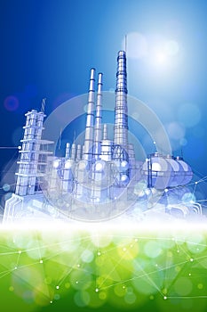 Modern chemical manufacturing plant - the concept of industrial revolution