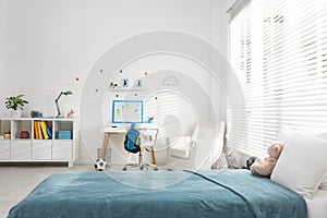 Modern child room interior with bed