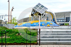 Modern Children Play Are Sandnes City Park Area With A Cube Shape Slide