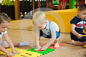 A modern children playground indoor with toys.