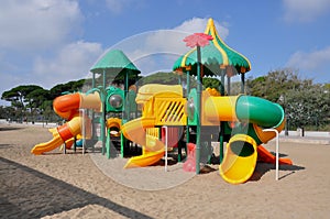 modern children\'s playground and sandbox