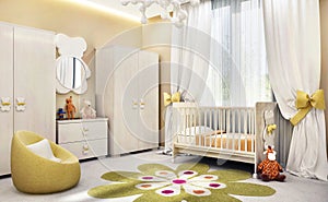 Modern children`s room for baby