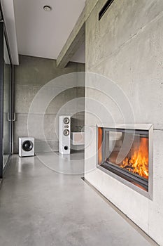 Modern chimney in a wall