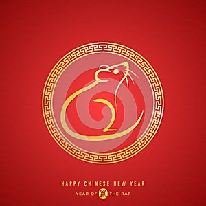 Modern Chinese New Year 2020 Rat Mouse Sign Greeting Card Background