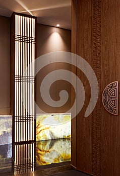 Modern Chinese style officeï¼Œ Close up the doors and aisles of Chinese elements