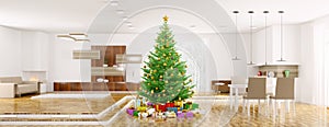 Modern christmas interior 3d rendering