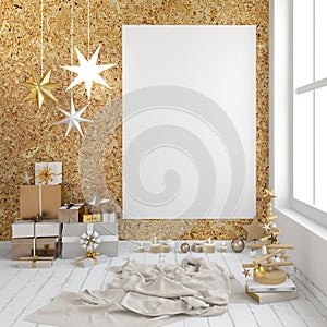 Modern Christmas interior, Scandinavian style.