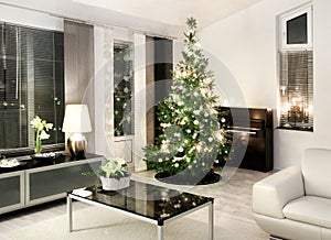 Modern Christmas living room Scandinavian white style