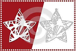 Modern Christmas Star. New Year`s Toy for laser cutting. Vector illustration