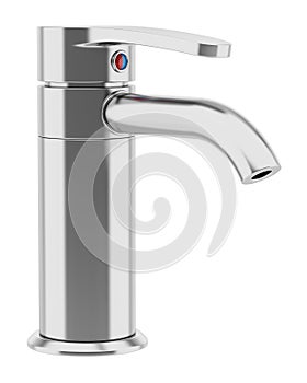 Modern chrome faucet isolated on white