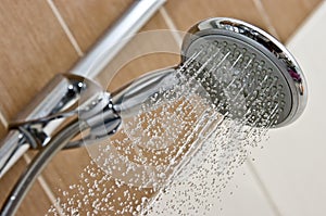 Modern chrome shower head photo