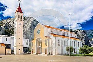 Modern church in old town Omis, Croatia.