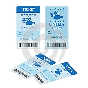 Modern cinema tickets on write background. Entertainment Tickets. Icon for online booking of tickets. Modern