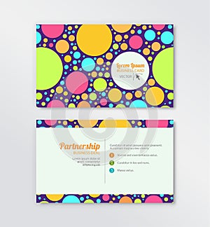 Modern circle colorful business card template. Vector design