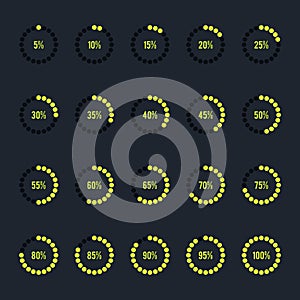 Modern circle progress bar icon set vector illustration