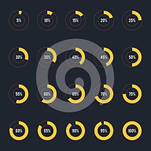 Modern circle progress bar icon set vector illustration