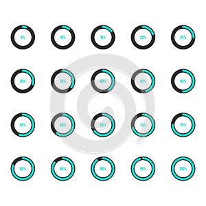 Modern circle progress bar icon set vector illustration