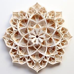 Modern Circular Flower: Intricate Woodwork And Algorithmic Artistry