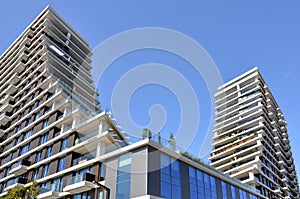 Modern city architecture in Belgrade Waterfront.