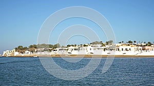 Modern City El Gouna in Egypt. Buildings and Canals in El Gouna. View From a Floating Ship. El Gouna is a Tourist Resort on the Re