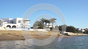 Modern City El Gouna in Egypt. Buildings and Canals in El Gouna. View From a Floating Ship. El Gouna is a Tourist Resort on the Re