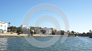 Modern City El Gouna in Egypt. Buildings and Canals in El Gouna. View From a Floating Ship. El Gouna is a Tourist Resort on the Re