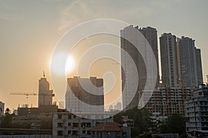 Modern city high rise skyscraper buildings