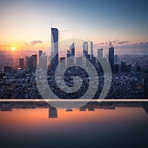 Modern City illustration isolated at white with space for text. Success in business, international corporations,