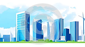 Modern City illustration isolated at white with space for text. Success in business, international corporations, Skyscrapers,