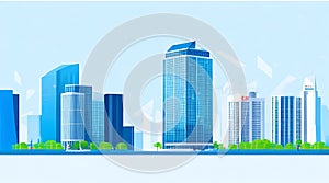 Modern City illustration isolated at white with space for text. Success in business, international corporations, Skyscrapers,