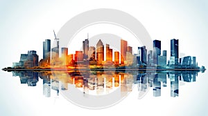 Modern City illustration isolated at white with space for text. Success in business, international corporations, Skyscrapers,