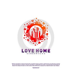 Modern City Love Logo Design Concept. Business Love Building Logo Vector Template