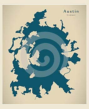 Modern City Map - Austin Texas city of the USA