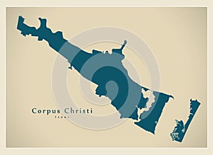 Modern City Map - Corpus Christi Texas city of the USA