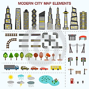 Modern city map elements